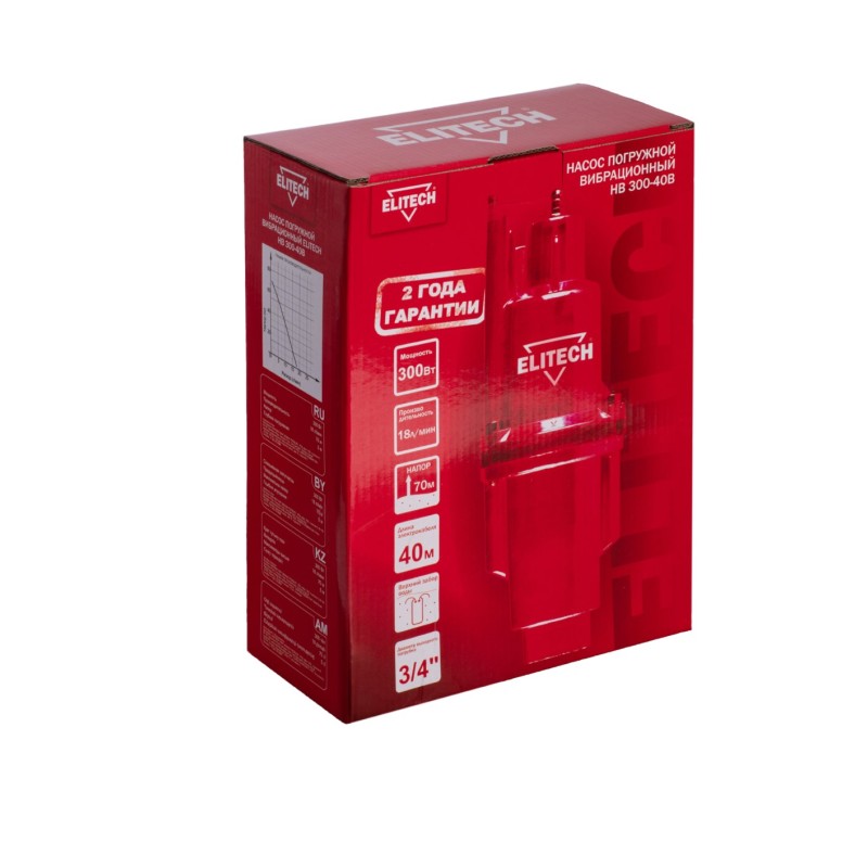 Насос погружной вибрационный тип Малыш Elitech НВ 300-40В