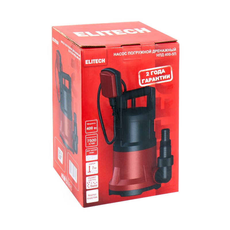 Погружной дренажный насос Elitech НПД 400-5П