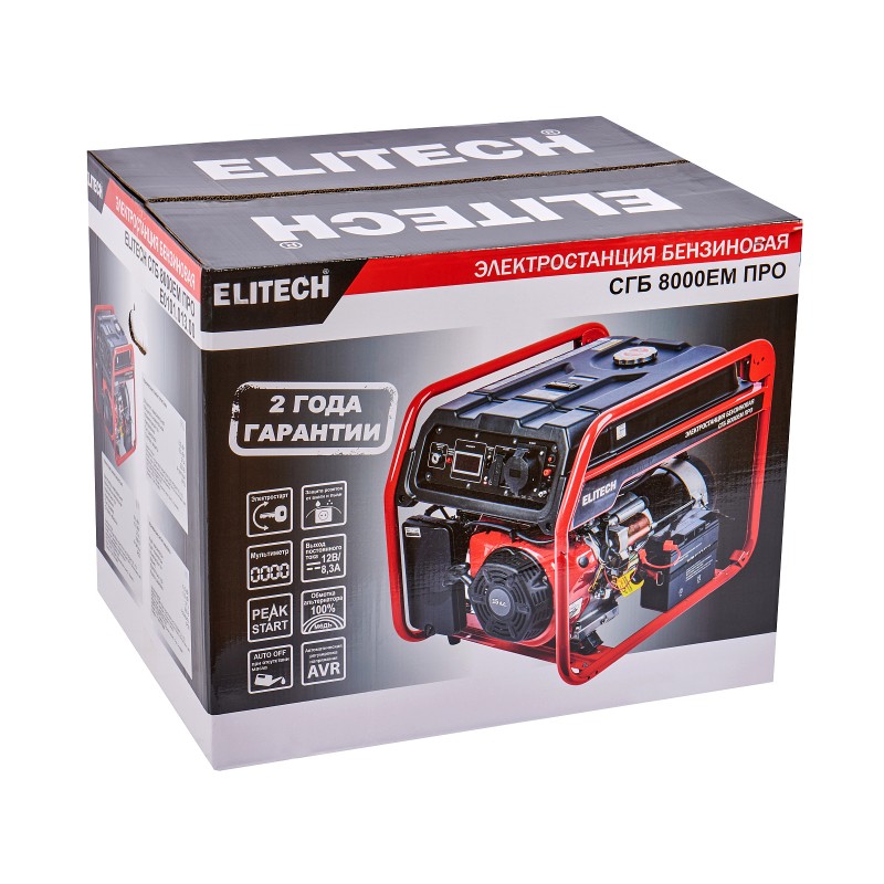 Бензиновый генератор ELITECH LM СГБ 8000EМ ПРО (6,0 кВт, эл.старт)
