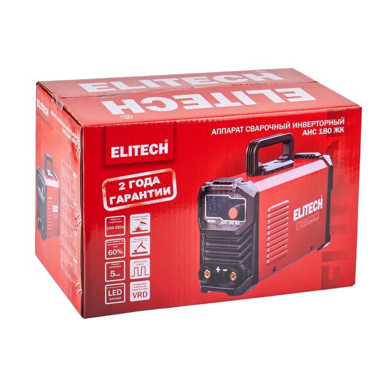 Сварочный инвертор Elitech АИС 180 ЖК