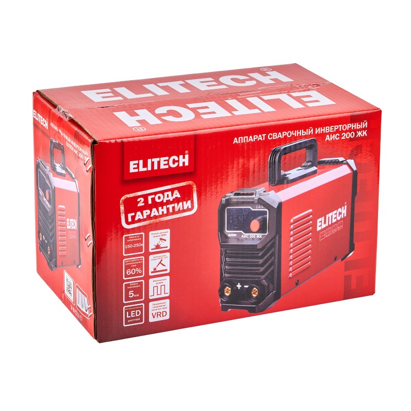 Сварочный инвертор Elitech АИС 200 ЖК