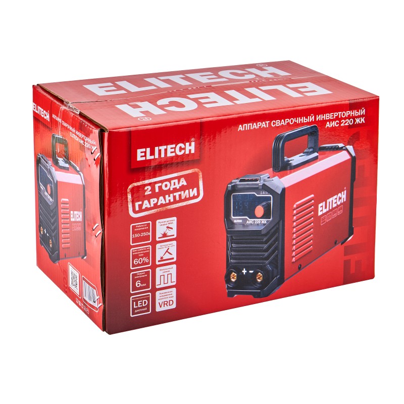 Сварочный инвертор Elitech АИС 220 ЖК