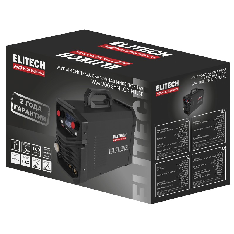 Сварочный инвертор ELITECH WM 200 SYN LCD PULSE