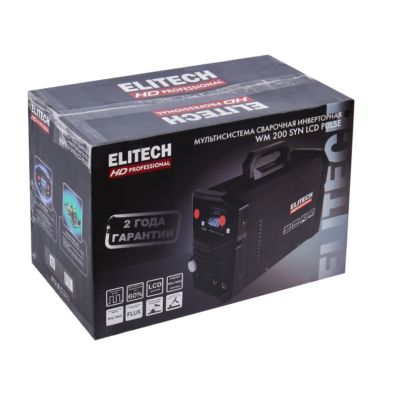 Сварочный инвертор ELITECH WM 200 SYN LCD PULSE