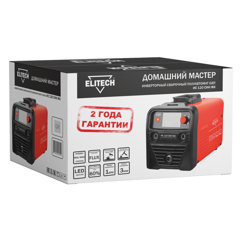Сварочный инвертор Elitech ИС 120 СИН ЖК