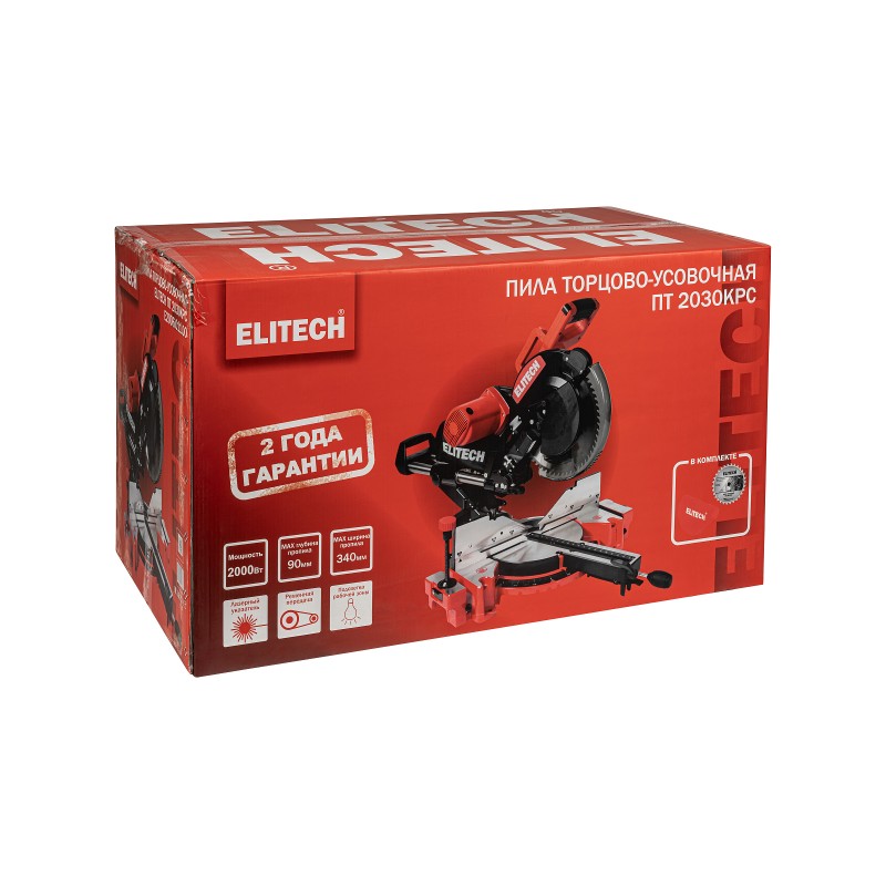 Пила торцовочно-усовочная Elitech ПТ 2030КРС (E2006.011.00)
