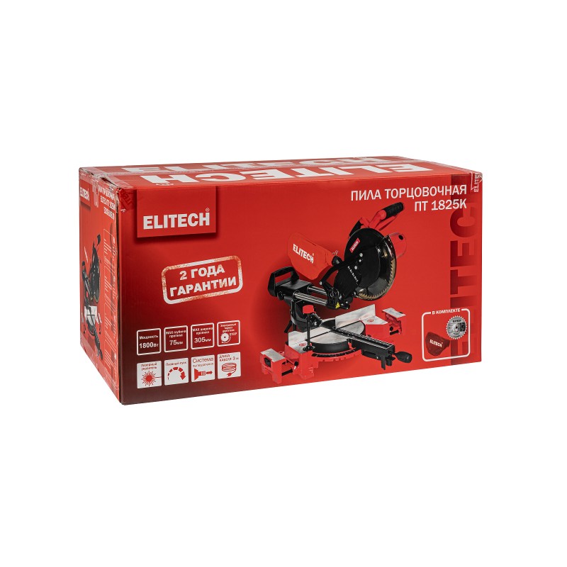 Пила торцовочно-усовочная Elitech ПТ 1825К (E2006.008.00)