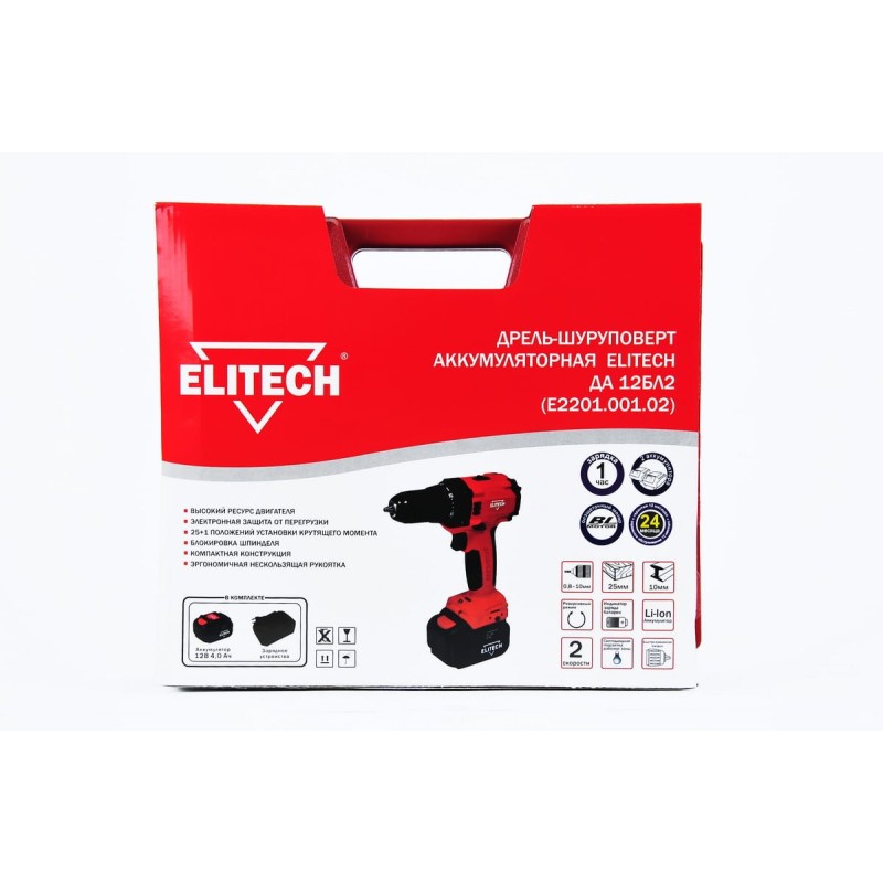 Аккумуляторная дрель-шуруповерт Elitech ДА 12БЛ2 (Е2201.001.02 )