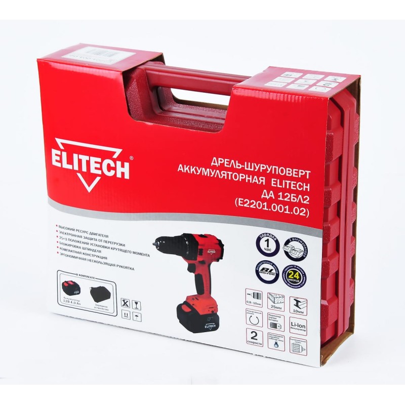 Аккумуляторная дрель-шуруповерт Elitech ДА 12БЛ2 (Е2201.001.02 )