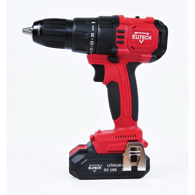 Аккумуляторная дрель-шуруповерт бесщеточная Elitech ДА 18БЛ2 ( E2201.011.01)