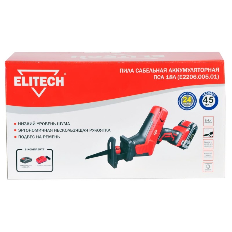 Аккумуляторная пила сабельная Elitech ПСА 18Л (E2206.005.01)
